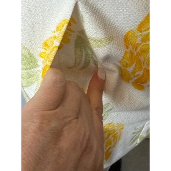 Brooks Brothers Pineapple Print Shift Dress Womens 4 Petite White Yellow Preppy - Picture 9 of 13